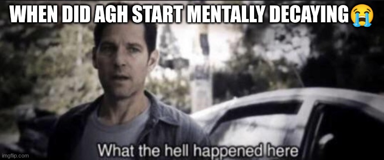 What the hell happened here | WHEN DID AGH START MENTALLY DECAYING😭 | image tagged in what the hell happened here | made w/ Imgflip meme maker
