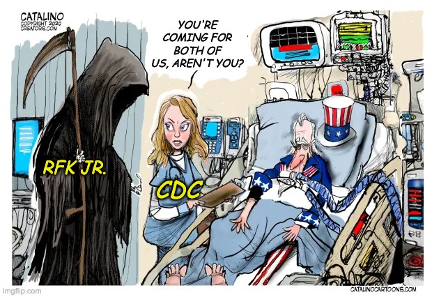 And they thought socialized medicine was scary! | YOU'RE COMING FOR BOTH OF US, AREN'T YOU? RFK JR. CDC | image tagged in trump,cabinet,2025,disease,death,cdc | made w/ Imgflip meme maker