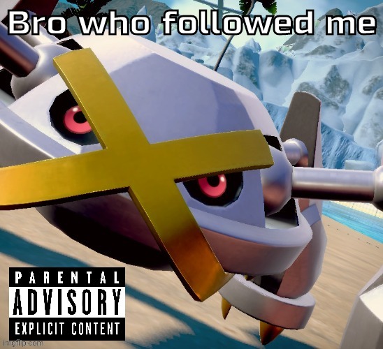 I need to give you your free nothing | Bro who followed me | image tagged in awesome shiny metagross temp | made w/ Imgflip meme maker