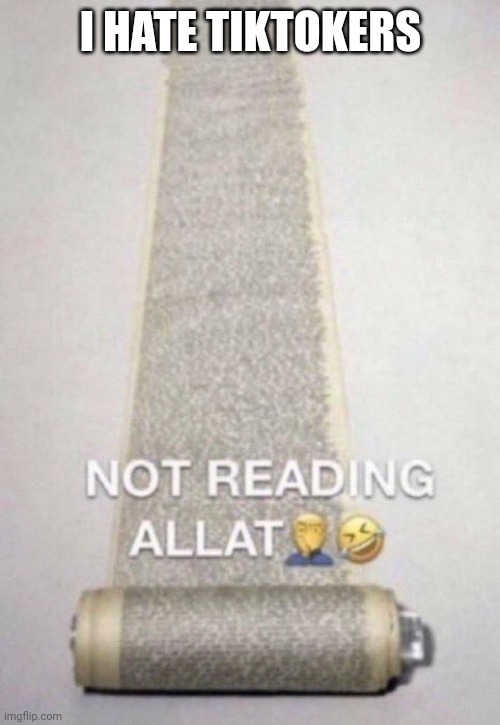 Not Reading Allat | I HATE TIKTOKERS | image tagged in not reading allat | made w/ Imgflip meme maker