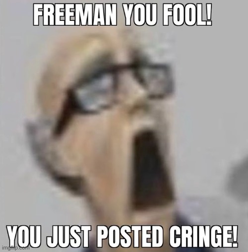 FREEMAN YOU FOOL! YOU JUST POSTED CRINGE! | image tagged in freeman you fool you just posted cringe | made w/ Imgflip meme maker