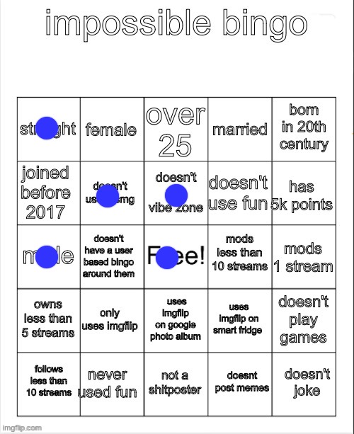 impossible bingo | image tagged in impossible bingo | made w/ Imgflip meme maker