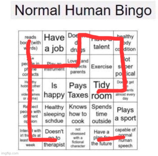 I’m a normal human… somehow | image tagged in normal human bingo | made w/ Imgflip meme maker