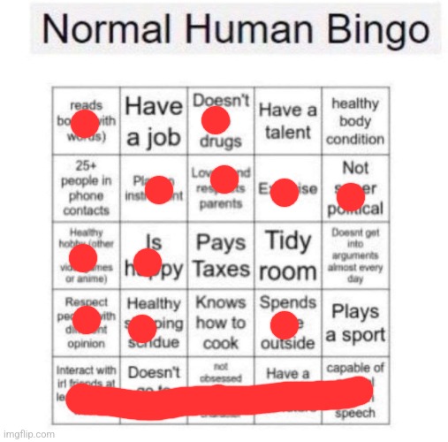 Normal human bingo | image tagged in normal human bingo | made w/ Imgflip meme maker