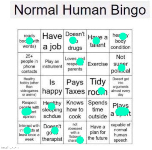 I forgot to mark happy | image tagged in normal human bingo | made w/ Imgflip meme maker