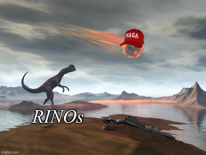 RINO extinction event | RINOs | image tagged in rinos,republicans,maga | made w/ Imgflip meme maker