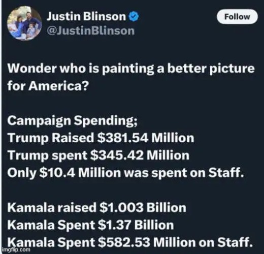 I personally prefer having a businessman run America | image tagged in donald trump,kamala harris,overspending,irresponsible,spending | made w/ Imgflip meme maker