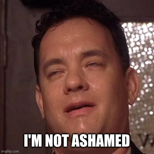 Tom Hanks Orgasm | I'M NOT ASHAMED | image tagged in tom hanks orgasm | made w/ Imgflip meme maker