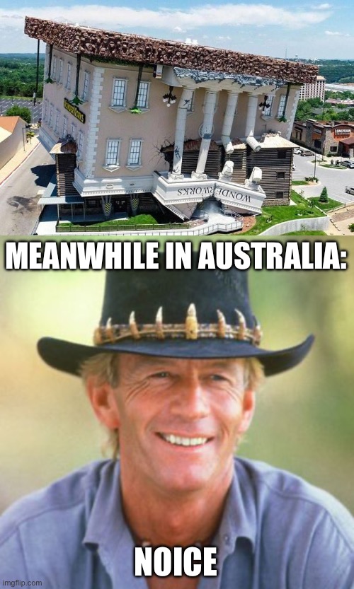 Noice | MEANWHILE IN AUSTRALIA:; NOICE | image tagged in australianguy,florida,upside down | made w/ Imgflip meme maker