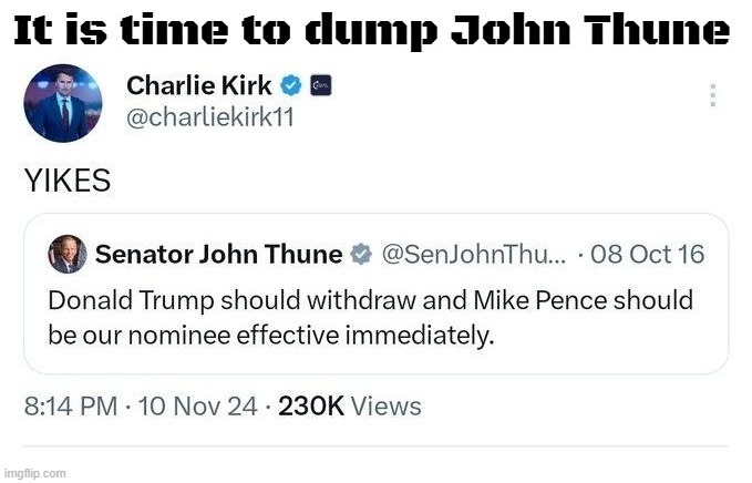 It is time to dump the chump. | image tagged in term limits,john thune,uniparty,rino,dump the chump | made w/ Imgflip meme maker