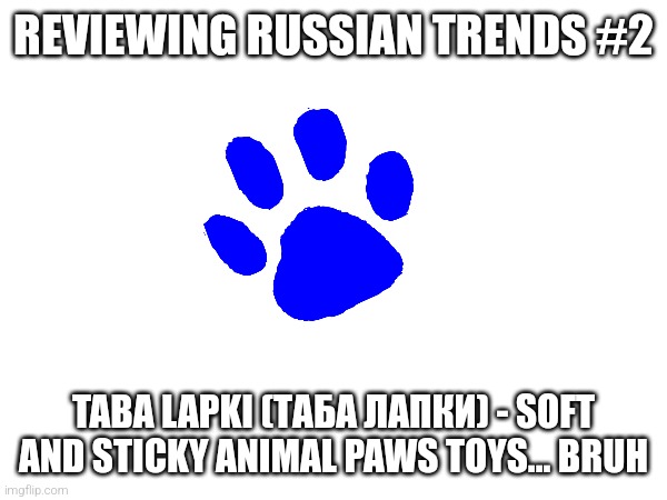 Reviewing russian trends #2 | REVIEWING RUSSIAN TRENDS #2; TABA LAPKI (ТАБА ЛАПКИ) - SOFT AND STICKY ANIMAL PAWS TOYS... BRUH | image tagged in funny,memes,funny memes,funny meme,russia,trends | made w/ Imgflip meme maker