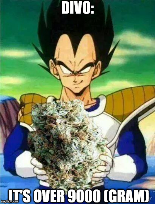 Vegeta Weed | DIVO:; IT'S OVER 9000 (GRAM) | image tagged in vegeta weed | made w/ Imgflip meme maker