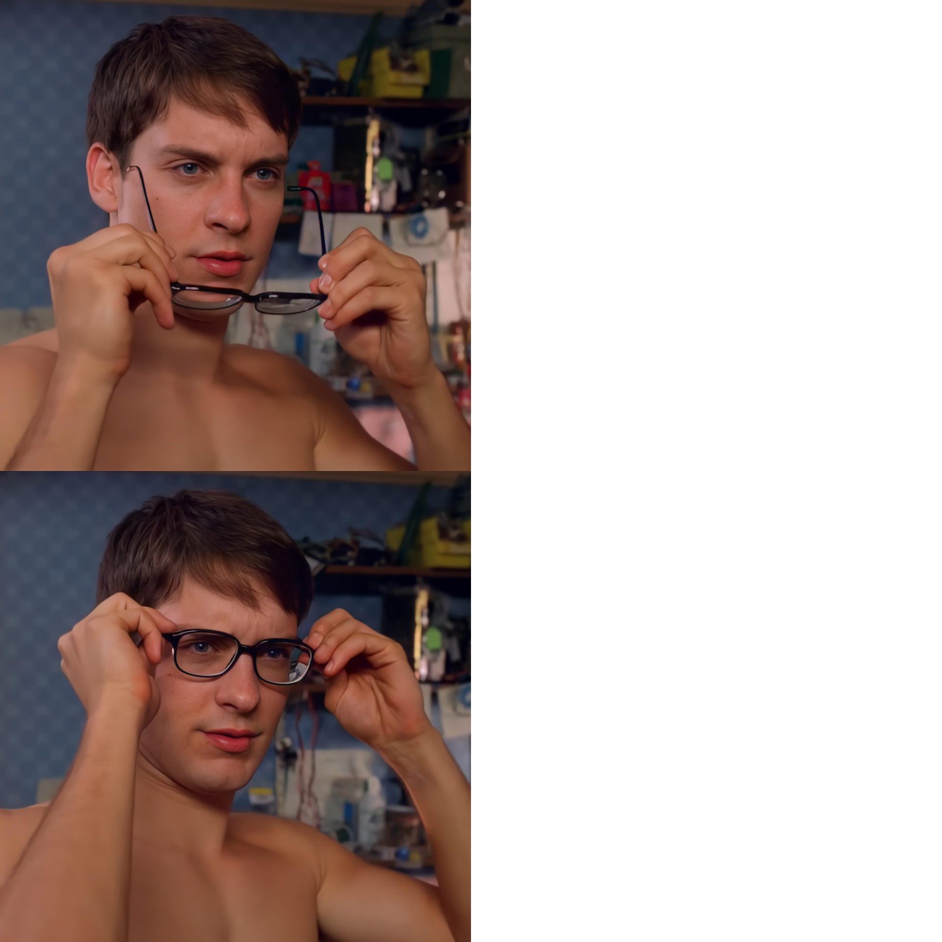 Peter Parker Glasses - clear view Blank Meme Template