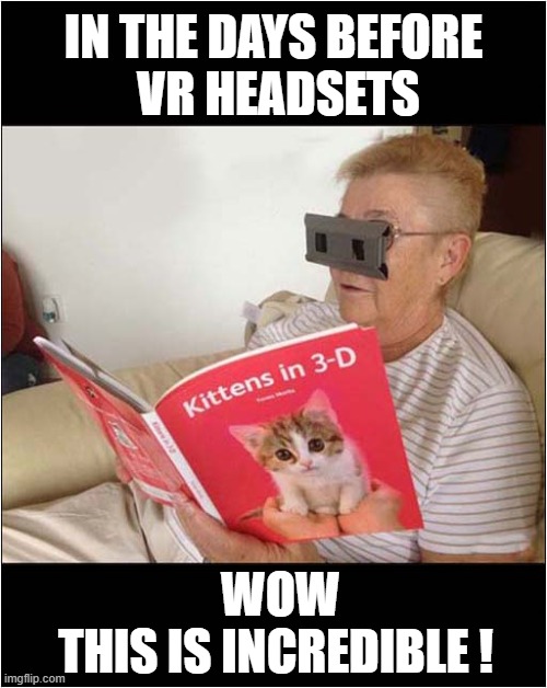 Kittens In 3-D | IN THE DAYS BEFORE
 VR HEADSETS; WOW
THIS IS INCREDIBLE ! | image tagged in cats,kittens,3d,vr | made w/ Imgflip meme maker