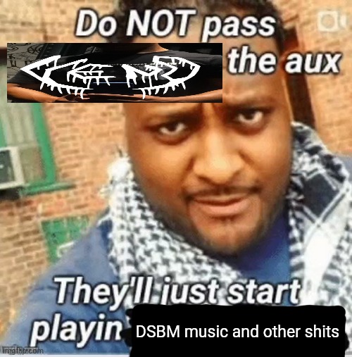 Do not pass the X the aux They’ll just start playin Y | DSBM music and other shits | image tagged in do not pass the x the aux they ll just start playin y | made w/ Imgflip meme maker