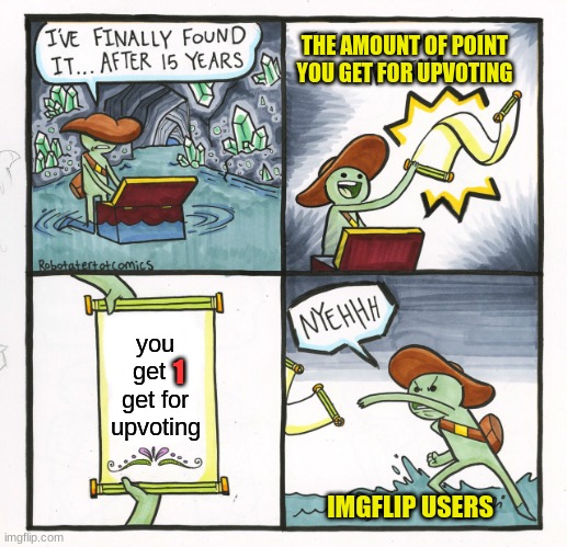 Who else knew this? | THE AMOUNT OF POINT YOU GET FOR UPVOTING; you get   get for upvoting; 1; IMGFLIP USERS | image tagged in memes,the scroll of truth,imgflip users,funny,relatable | made w/ Imgflip meme maker