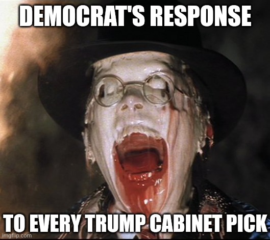 Democrats, calm down! If we could endure 4 years of President Inflation, you can endure President Orange Guy | DEMOCRAT'S RESPONSE; TO EVERY TRUMP CABINET PICK | image tagged in melting,liberal logic,calm down,crying democrats,crazy people,elections | made w/ Imgflip meme maker