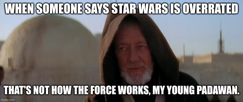 WHEN SOMEONE SAYS STAR WARS IS OVERRATED; THAT'S NOT HOW THE FORCE WORKS, MY YOUNG PADAWAN. | made w/ Imgflip meme maker