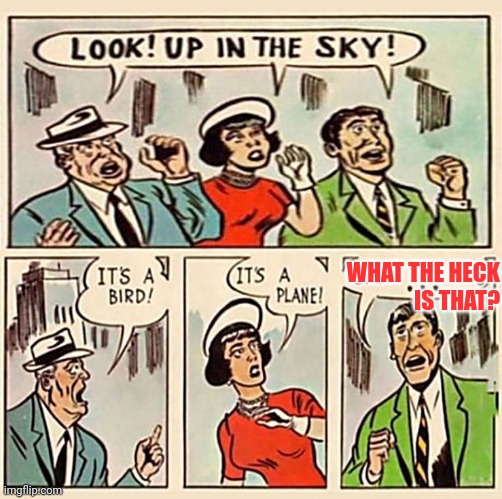 What is it? | WHAT THE HECK
IS THAT? | image tagged in its a bird its a plane | made w/ Imgflip meme maker