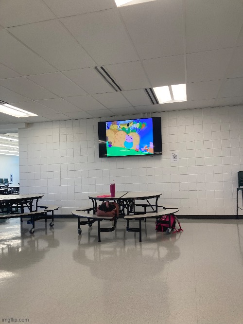 My high school cafeteria is playing peppa pig what the fuck- | made w/ Imgflip meme maker