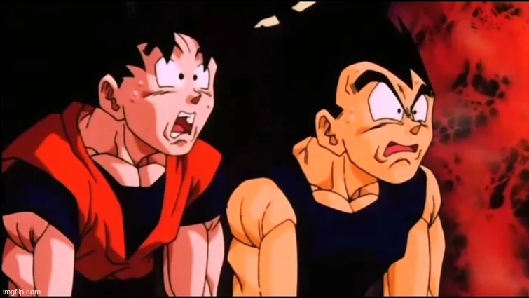 goku and vegeta shocked | image tagged in goku and vegeta shocked | made w/ Imgflip meme maker