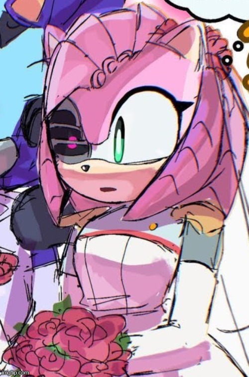 Rusty Rose in a wedding dress (ignore the Chaos Sonic bits in the background) | made w/ Imgflip meme maker