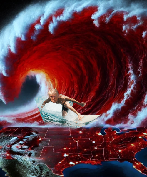 Trump surfs a huge red wave across the usa Blank Meme Template