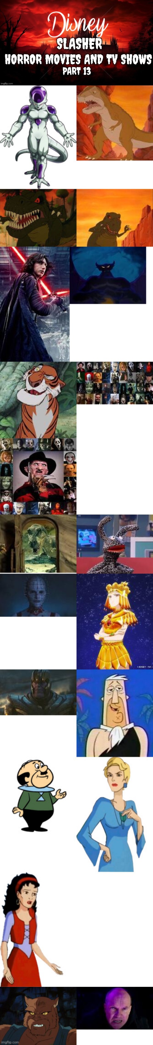 Disney Slasher Horror Movies and TV Shows Villains 13 Blank Meme Template