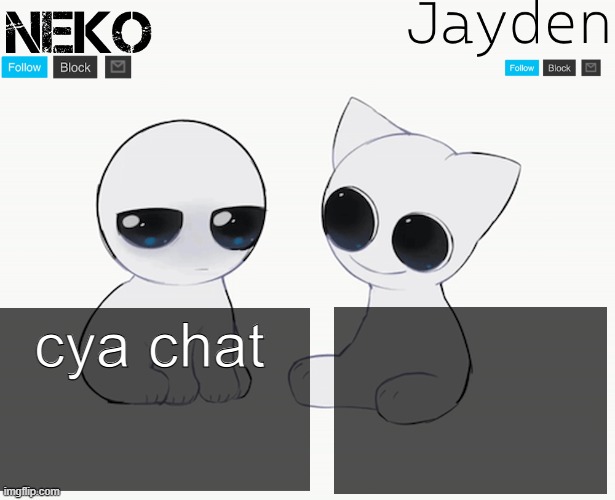 Jayden and Neko shared temp | cya chat | image tagged in jayden and neko shared temp | made w/ Imgflip meme maker