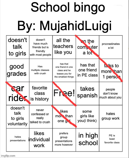 School bingo | image tagged in school bingo | made w/ Imgflip meme maker