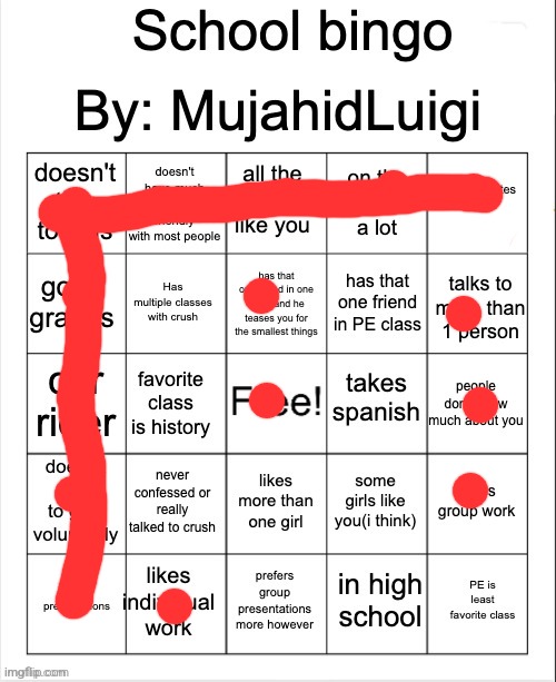 School bingo | image tagged in school bingo | made w/ Imgflip meme maker