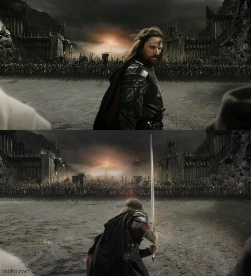 Aragorn in battle | image tagged in aragorn in battle | made w/ Imgflip meme maker