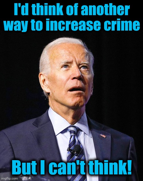 Joe Biden | I'd think of another way to increase crime But I can't think! | image tagged in joe biden | made w/ Imgflip meme maker