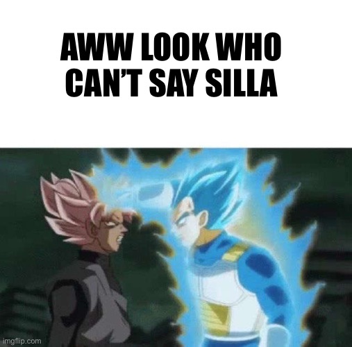 Aww look who can’t say | AWW LOOK WHO CAN’T SAY SILLA | image tagged in aww look who can t say | made w/ Imgflip meme maker