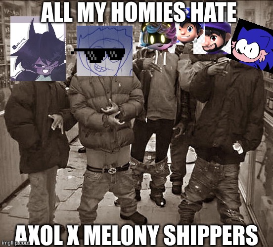 All My Homies Hate | ALL MY HOMIES HATE; AXOL X MELONY SHIPPERS | image tagged in all my homies hate | made w/ Imgflip meme maker