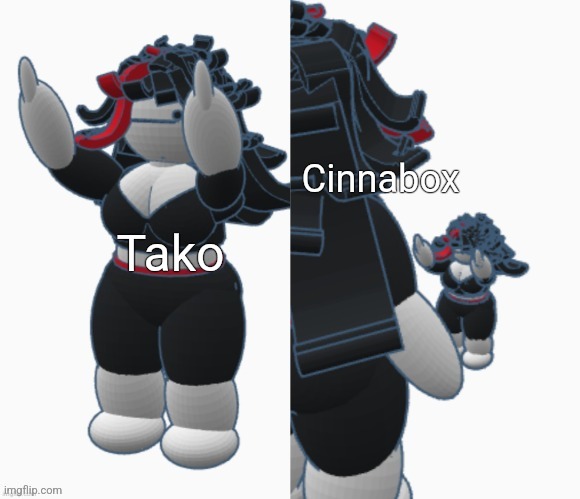 Small Claire vs big Claire | Cinnabox; Tako | image tagged in small claire vs big claire | made w/ Imgflip meme maker