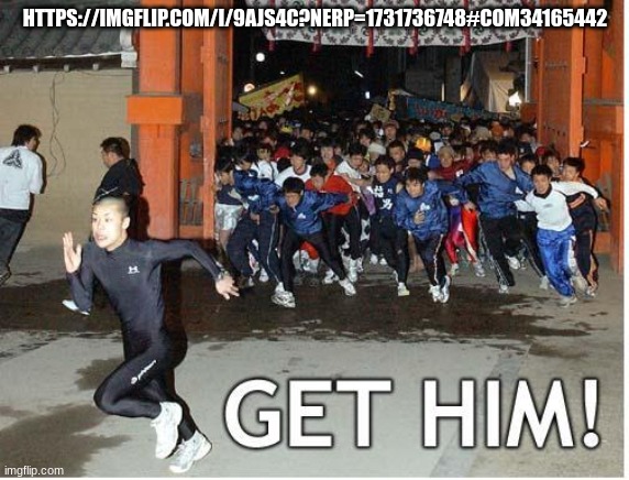 Get him! | HTTPS://IMGFLIP.COM/I/9AJS4C?NERP=1731736748#COM34165442 | image tagged in get him | made w/ Imgflip meme maker