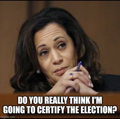 Thoughts? | DO YOU REALLY THINK I'M GOING TO CERTIFY THE ELECTION? | image tagged in kamala harris | made w/ Imgflip meme maker