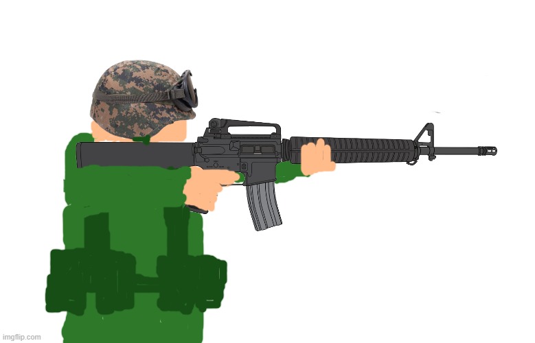 Drawing of a Soldier Aiming a Colt M16A3(Drawed from ImgFlip Draw/Paint) | image tagged in drawing,sketch,military,m16,soldier,oc | made w/ Imgflip meme maker