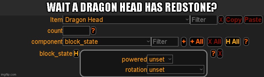 WAIT A DRAGON HEAD HAS REDSTONE? | made w/ Imgflip meme maker