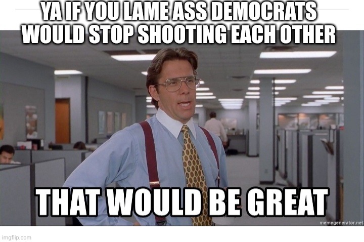 YA IF YOU LAME ASS DEMOCRATS WOULD STOP SHOOTING EACH OTHER | made w/ Imgflip meme maker