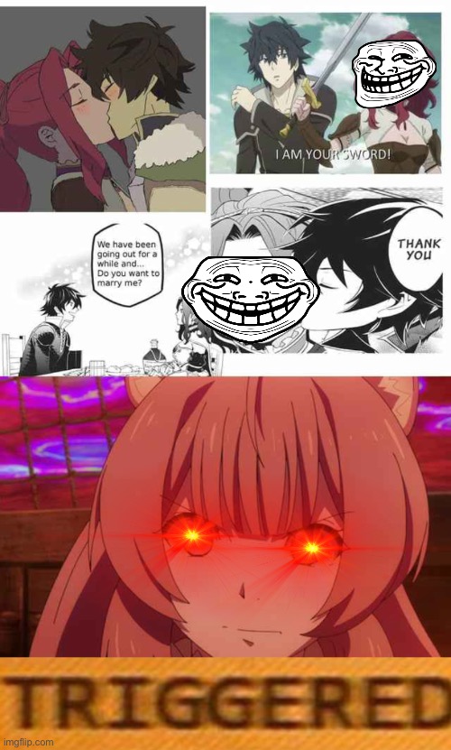 image tagged in triggered,memes,raphtalia,rising of the shield hero,anime,troll face | made w/ Imgflip meme maker