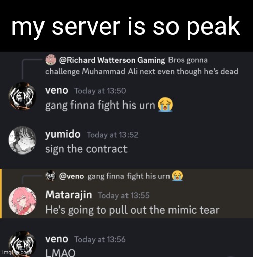 quick glimpse of my own server (we were talkin bout Jake Paul btw) | my server is so peak | made w/ Imgflip meme maker