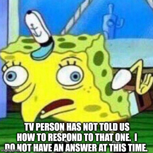 triggerpaul | TV PERSON HAS NOT TOLD US HOW TO RESPOND TO THAT ONE.  I DO NOT HAVE AN ANSWER AT THIS TIME. | image tagged in triggerpaul | made w/ Imgflip meme maker