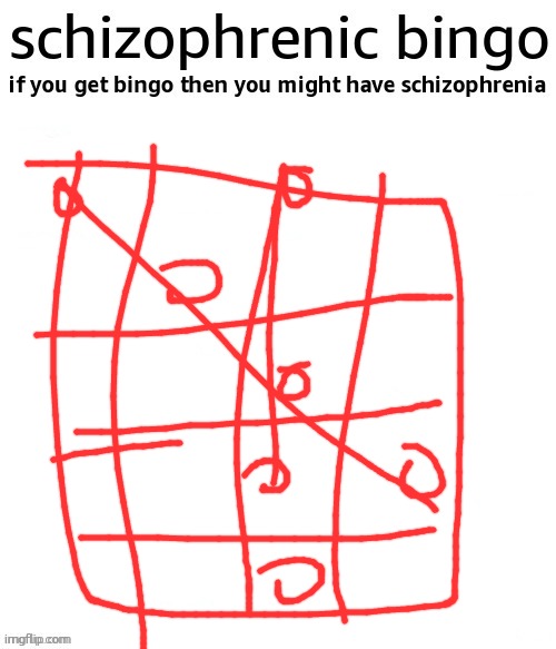 schizophrenic bingo | image tagged in schizophrenic bingo | made w/ Imgflip meme maker