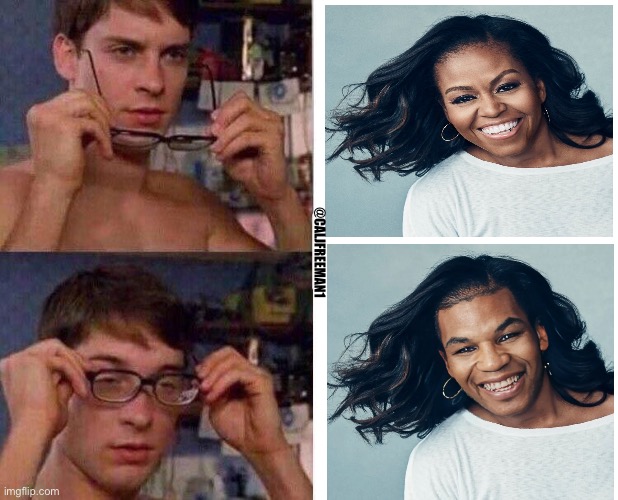 Spiderman Glasses | @CALJFREEMAN1 | image tagged in spiderman glasses,michelle obama,mike tyson,maga,spiderman peter parker,barack obama | made w/ Imgflip meme maker