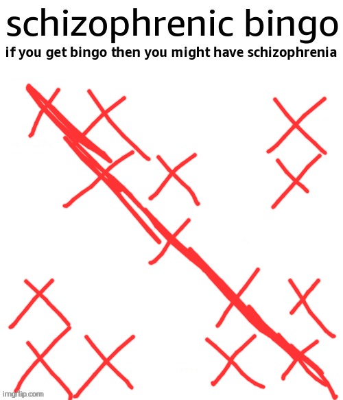 schizophrenic bingo | image tagged in schizophrenic bingo | made w/ Imgflip meme maker