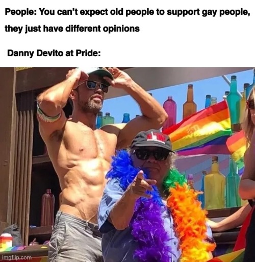 W Danny Devito | image tagged in gay pride,danny devito,so true memes,lgbtq,w move | made w/ Imgflip meme maker