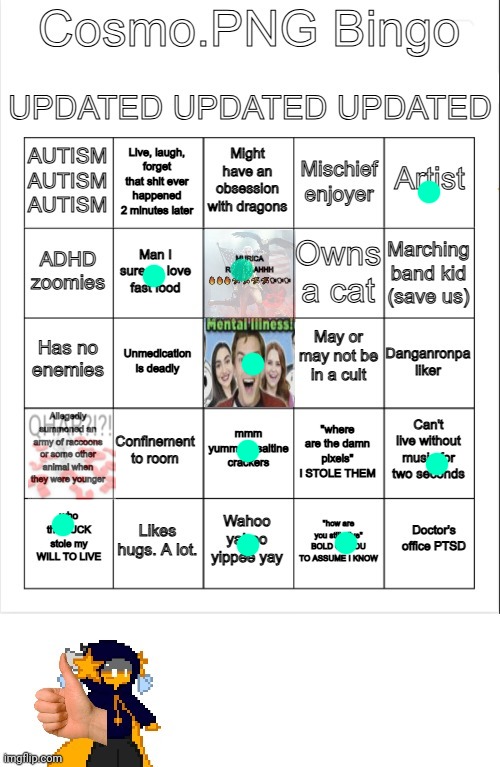 Cosmo.PNG Bingo TRIPLE UPDATED | image tagged in cosmo png bingo triple updated | made w/ Imgflip meme maker