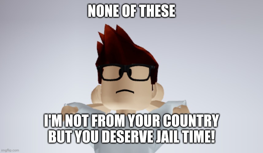 MC Whistle meme | NONE OF THESE I'M NOT FROM YOUR COUNTRY
BUT YOU DESERVE JAIL TIME! | image tagged in mc whistle meme | made w/ Imgflip meme maker